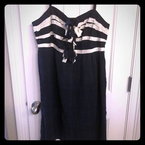 Navy blue ribbon top dress